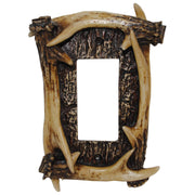 Antler Switch Plate - 5" x 3.5" Antler Single Rocker Wall Plate  - Brown