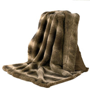 Wolf Fur - Faux Wolf Fur Oversized Throw Blanket - Brown