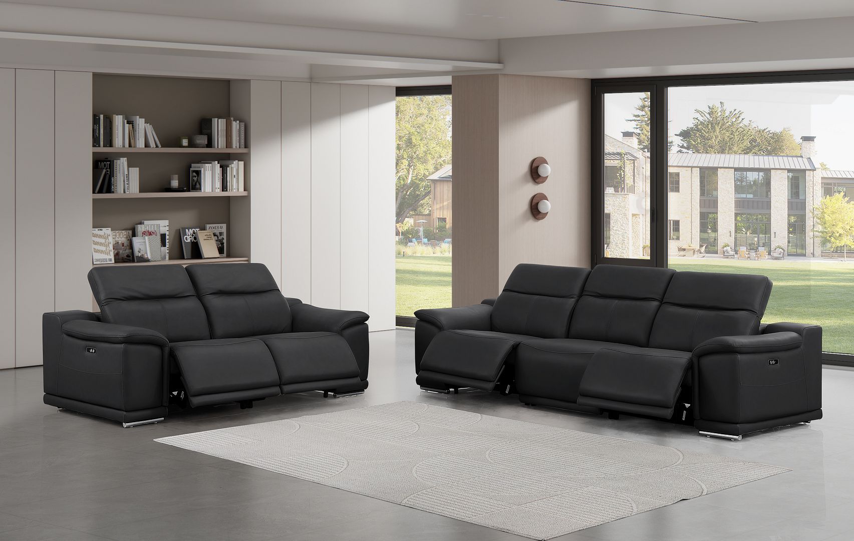 2679 - Genuine Leather Reclining Set (Sofa And Loveseat With 4 Power Recliners)