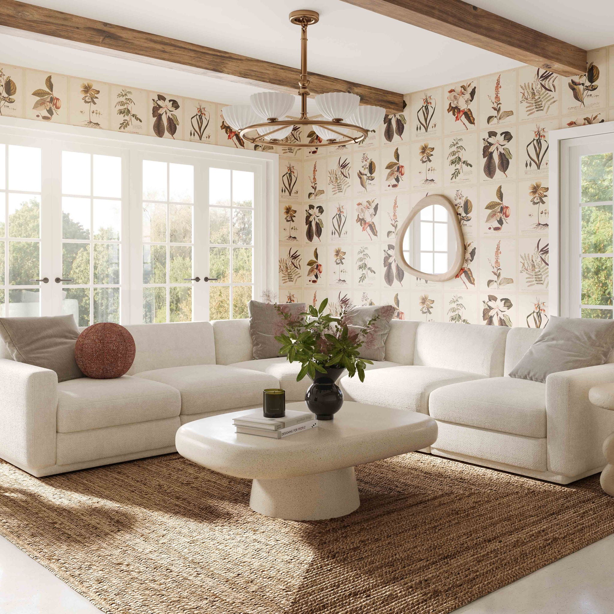 Perry - Modular Large U-Sectional - Cream