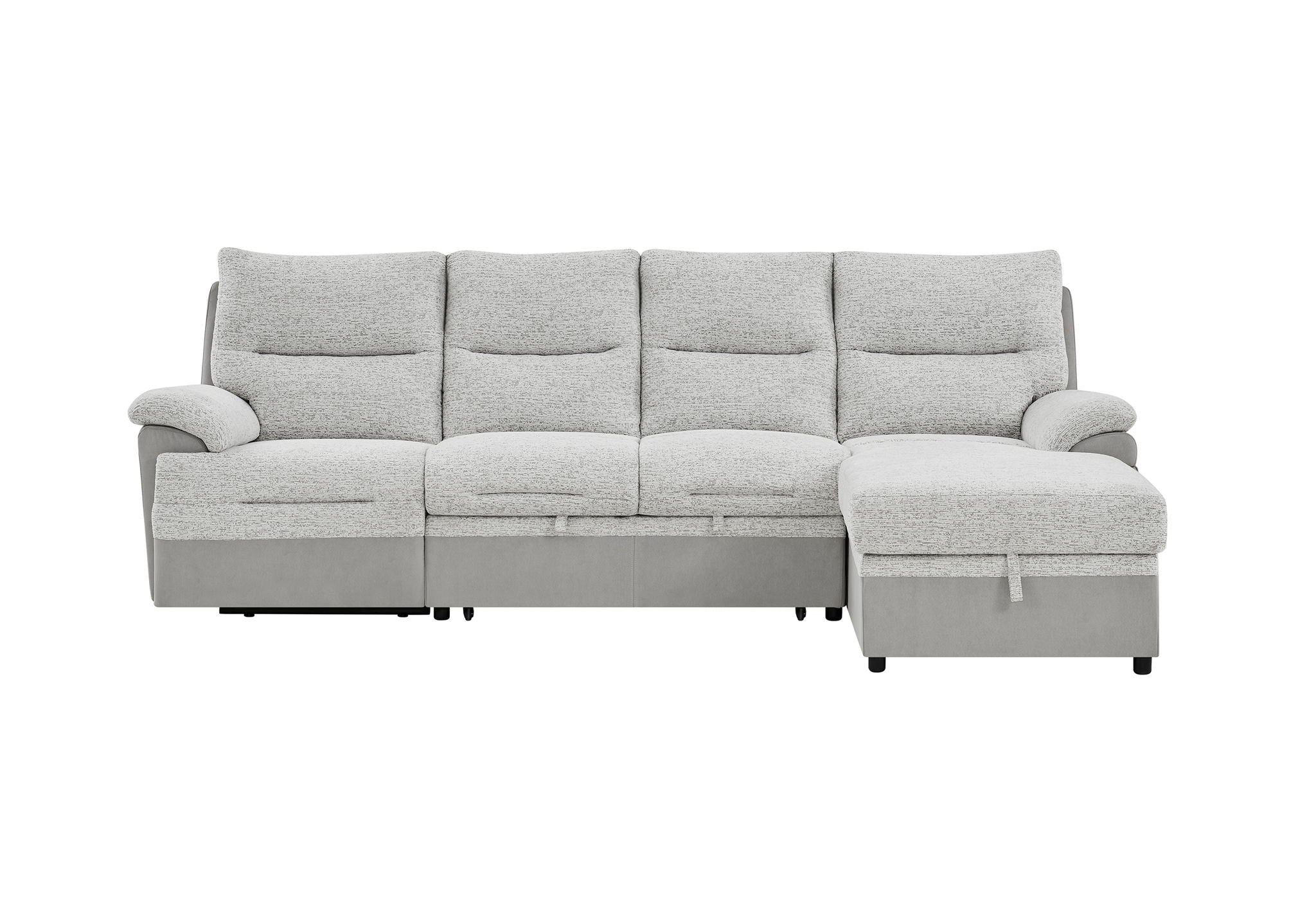 U3822 - Sectional With Pull Out Bed And USB - Light Gray