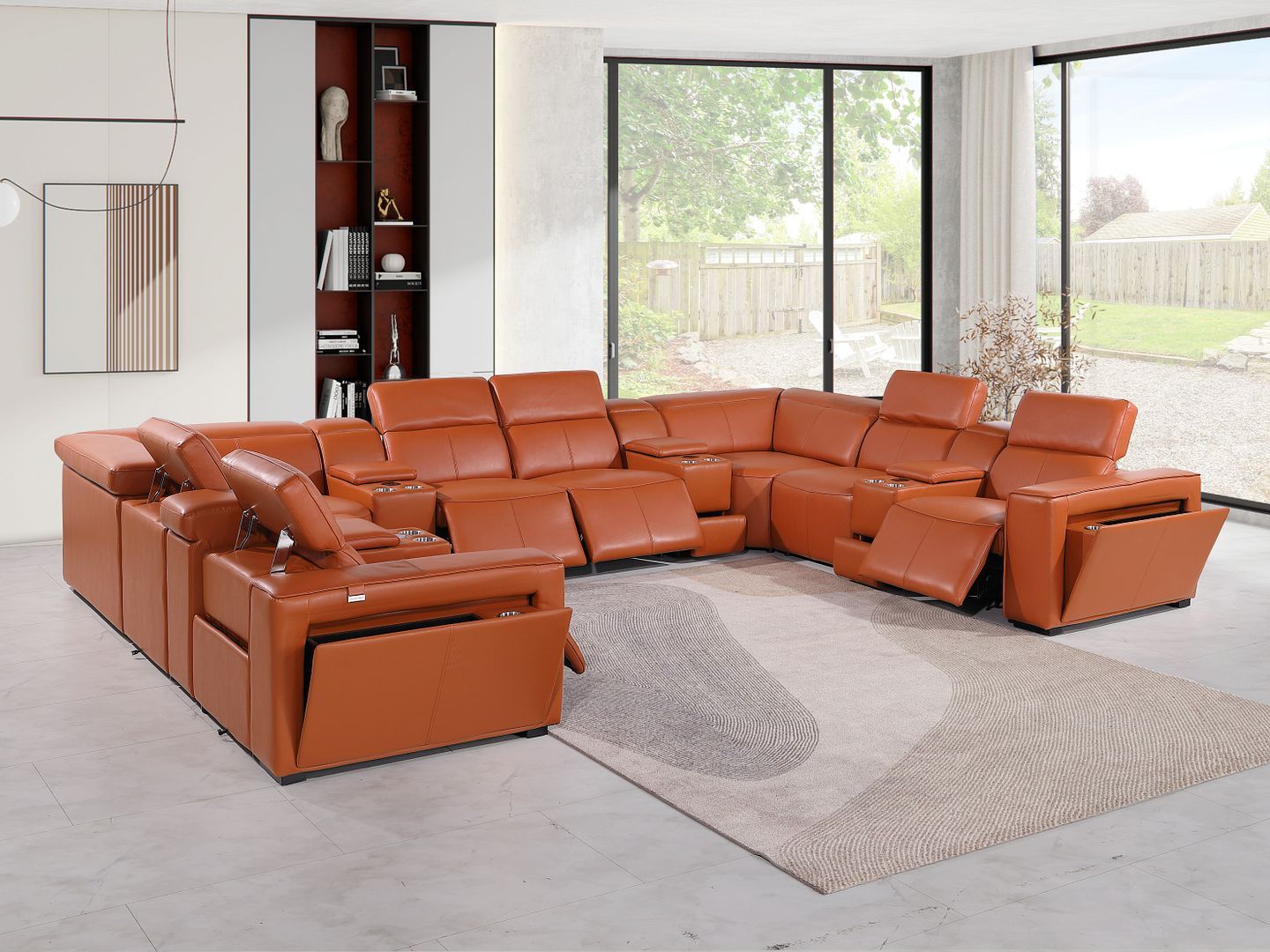 1224 - 12-Piece U-Shaped Sectional Sofa In With 4 Power Recliners & Power Headrests