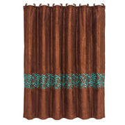 Wyatt - Scrollwork Shower Curtain - Copper / Turquoise
