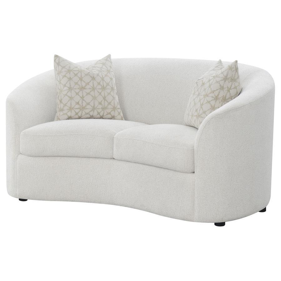 Rainn - Boucle Upholstered Sloped Arm Loveseat - Latte