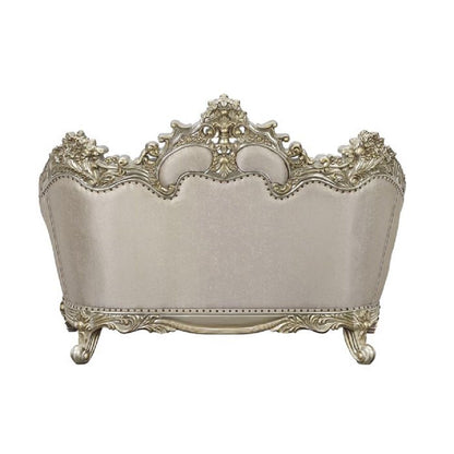 Danae - Loveseat With 5 Pillows - Fabric, Champagne & Gold