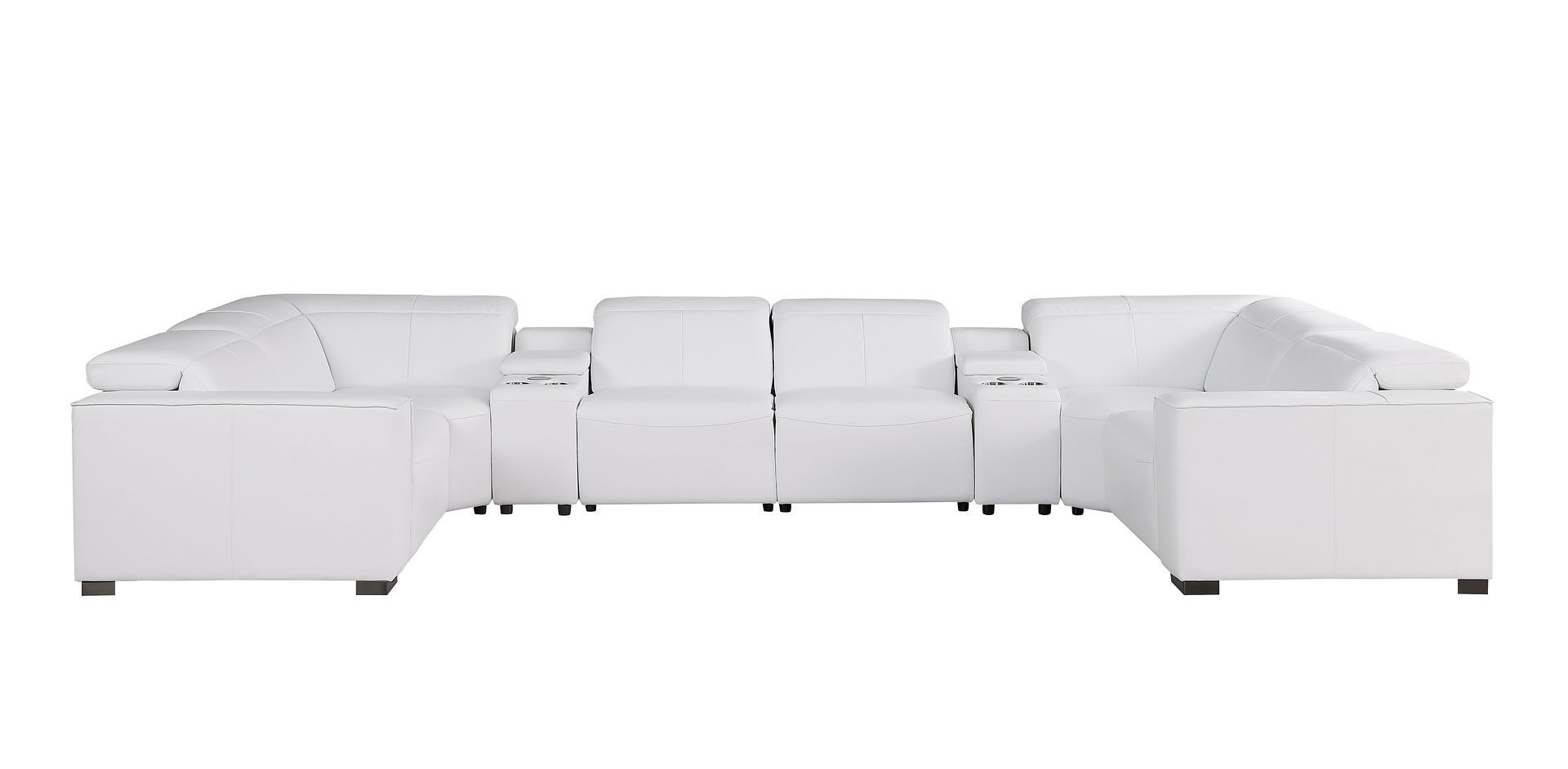 1208 - 8 Piece Modular Leather Sectional With 2 Power Recliners & Power Headrests