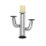 Candle Holder - Cactus 3-Pillar Candle Holder, 2 Per Carton - Green
