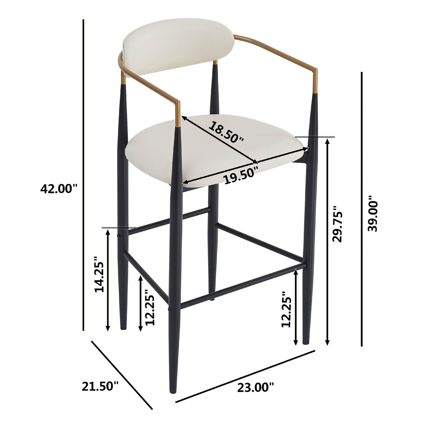 Upholstered Barstools With Back For Kitchen (Set of 2)