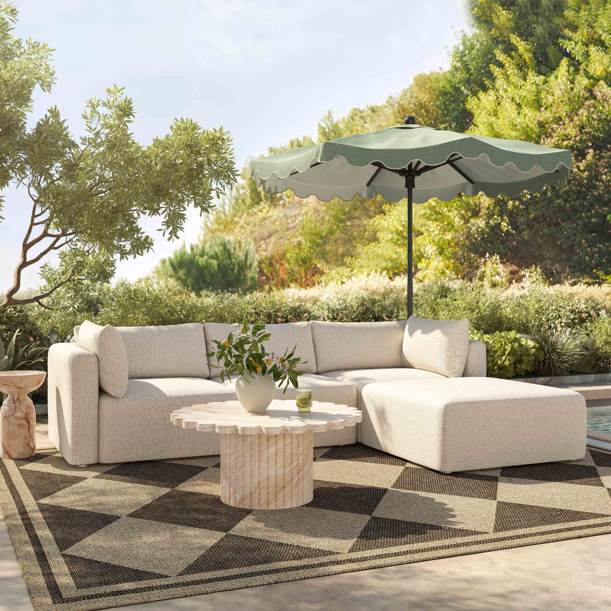 Hangover - Outdoor Modular Armless Chair - Cream