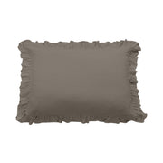 Lily - 21" x 34" Washed Linen Ruffled Pillow Sham - Taupe