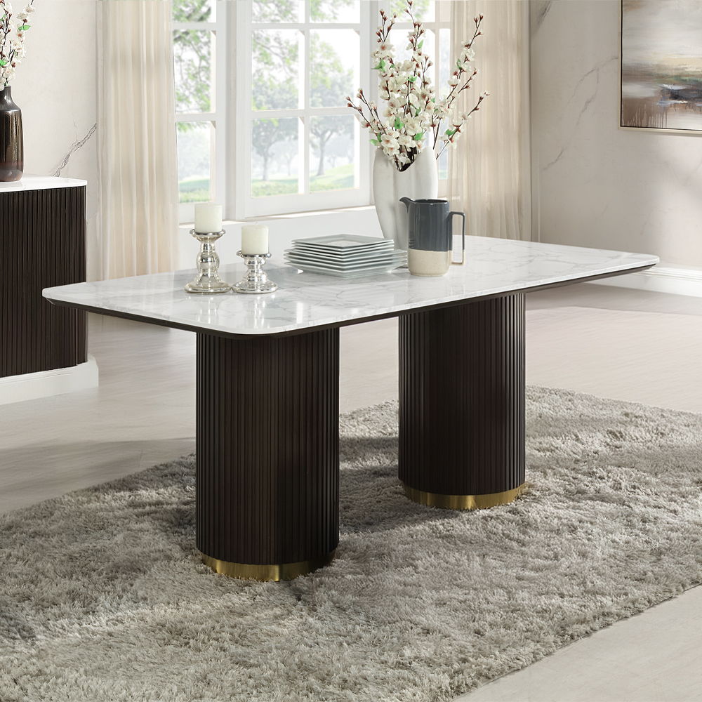 Clayten Dining Table With Marble Top - Thumbnail 2