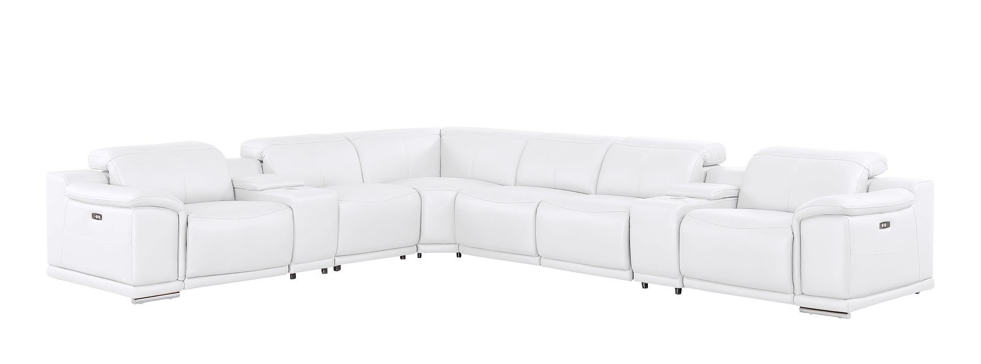 2679 - 8-Piece L-Shaped Power Reclining Sectional In Genuine Leather (4 Recliners)