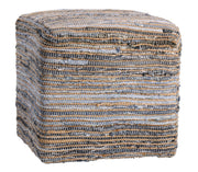Assam - Ottoman - Denim Blue And Natural Jute
