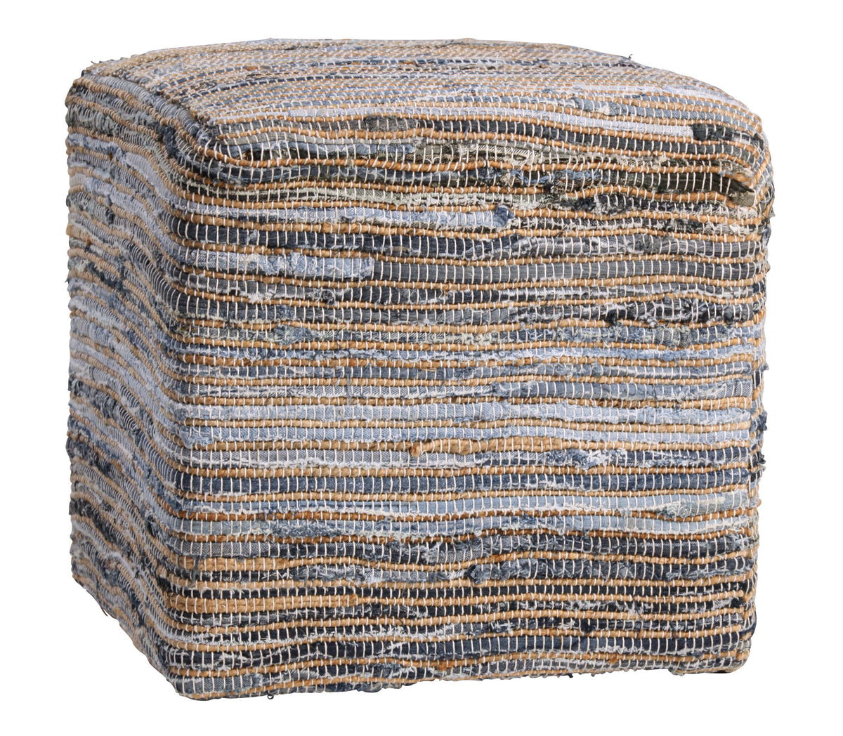 Assam - Ottoman - Denim Blue And Natural Jute