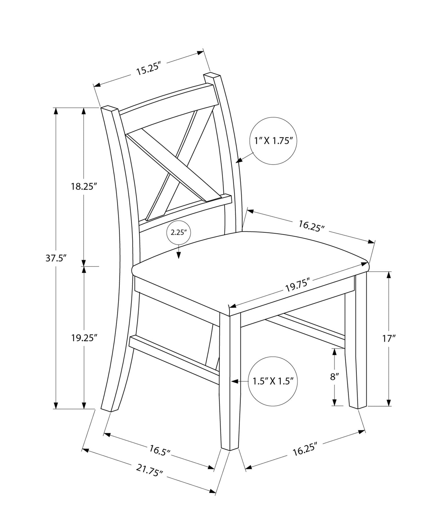 Dining Chair Side, Upholstered For Dining Room, Transitional (Set of 2)