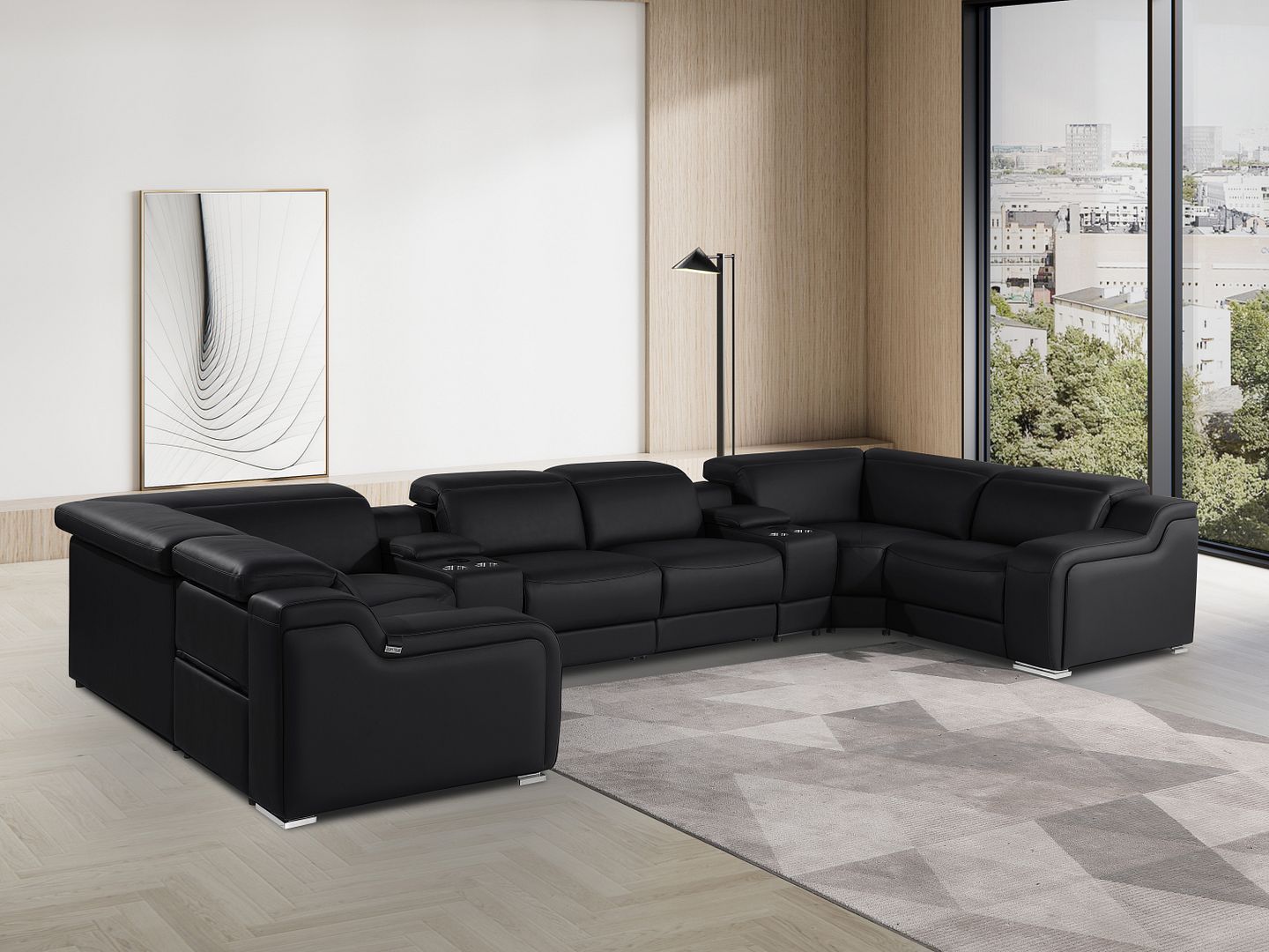 1116 - 8-Piece U-Shaped Sectional Sofa In With 2 Power Recliners & Power Headrests