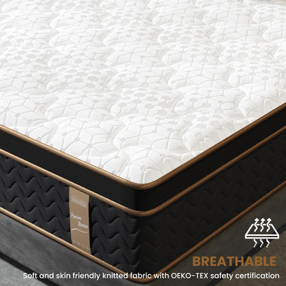 Plush Hybrid Mattresses With Gel Memory Foam, Individual Pocket Spring Motion Isolation Edge Support