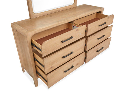 Somerset - Double Drawer Dresser with Landscape Mirror - Light Brown