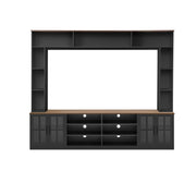 Wall Unit Entertainment Center With Bookshelves For TVs Up To 80", Tempered Glass Doors And Adjustable Shelves