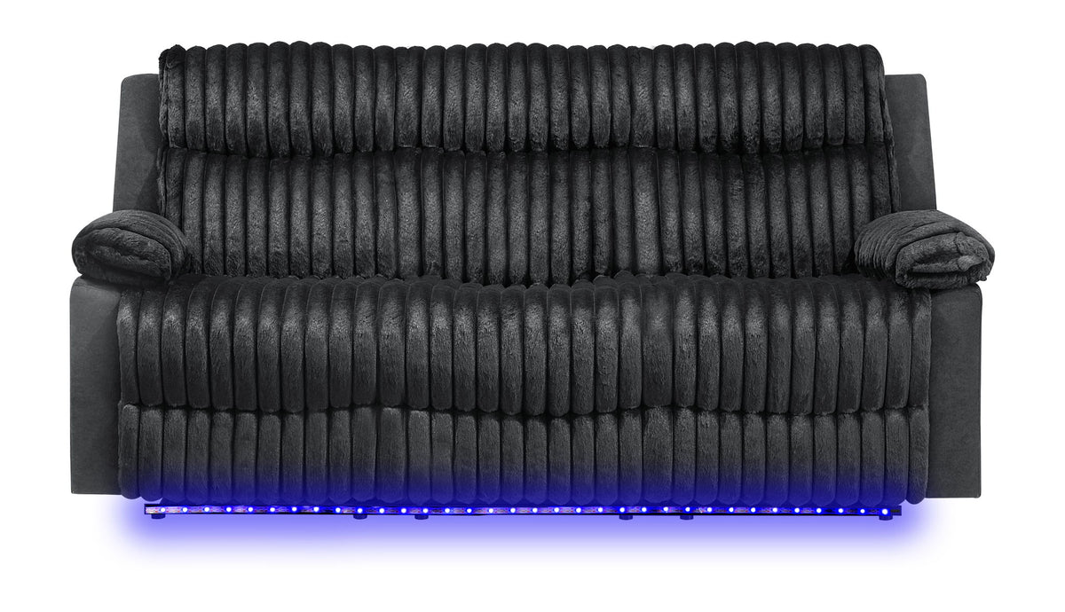 Glory Furniture - Plush - Reclining Sofa With Table And LED Belt