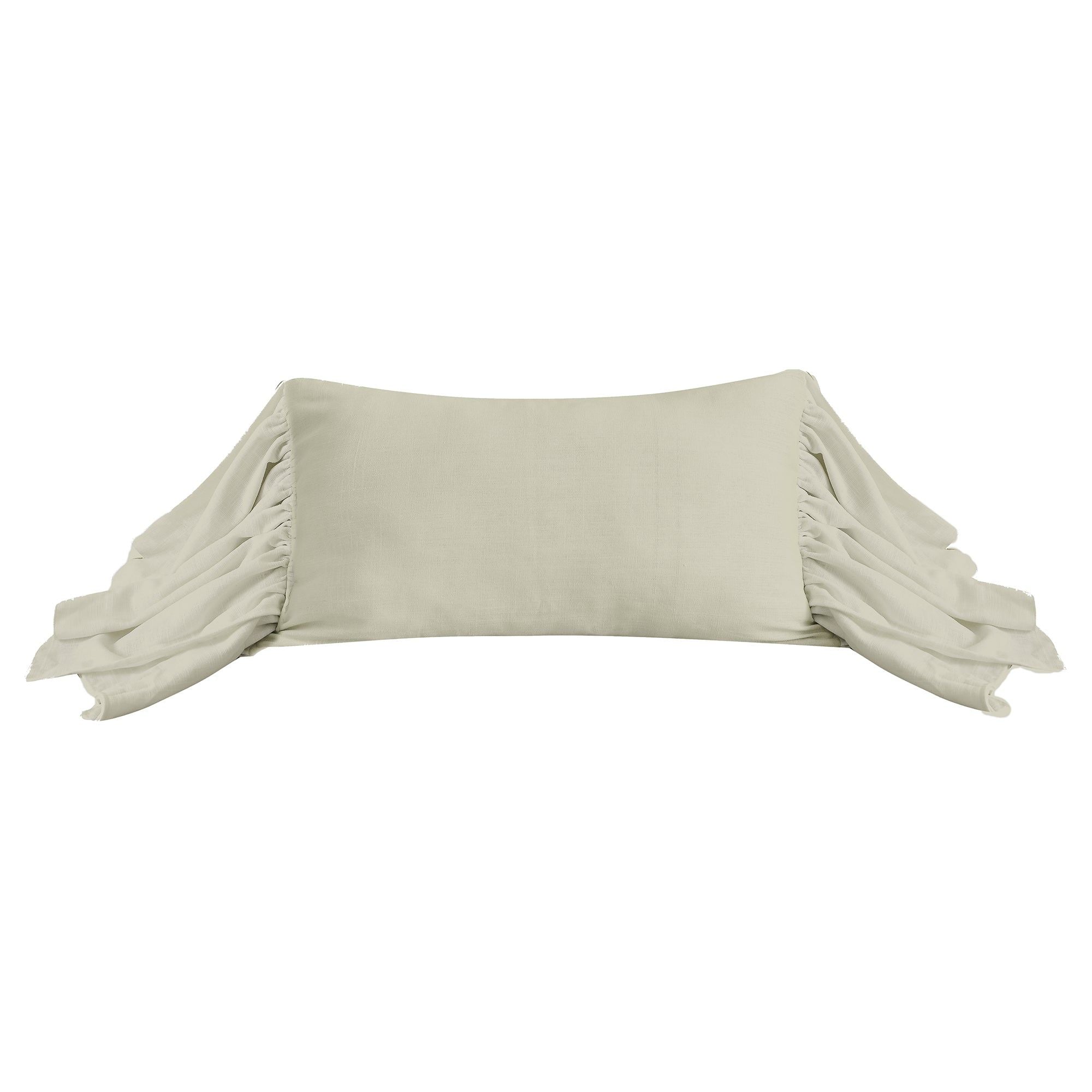 Luna - Washed Linen Long Ruffled Pillow - Light Tan
