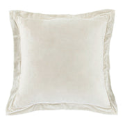 Stella - Faux Silk Velvet Flanged Euro Sham - Stone