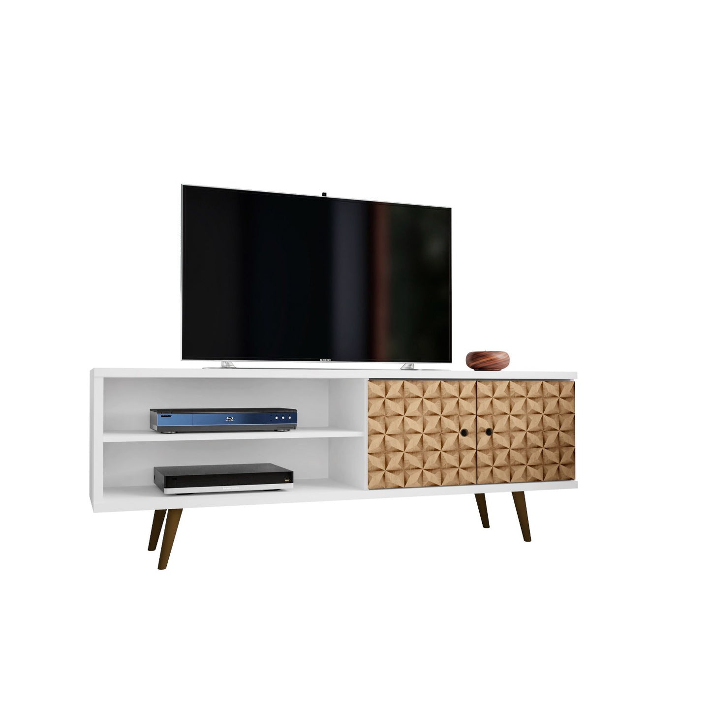 Liberty - TV Stand & 2 Open Shelves - Natural / White
