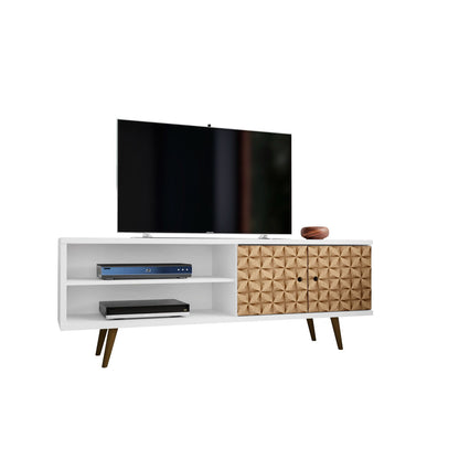 Liberty - TV Stand & 2 Open Shelves - Natural / White