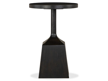 Lindon - Dark Round Pedestal Accent End Table - Belgian Wheat