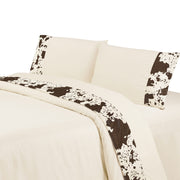Elsa Cowhide - King 350TC Cowhide Sheet Set (Set of 4) - Cream / Dark Brown