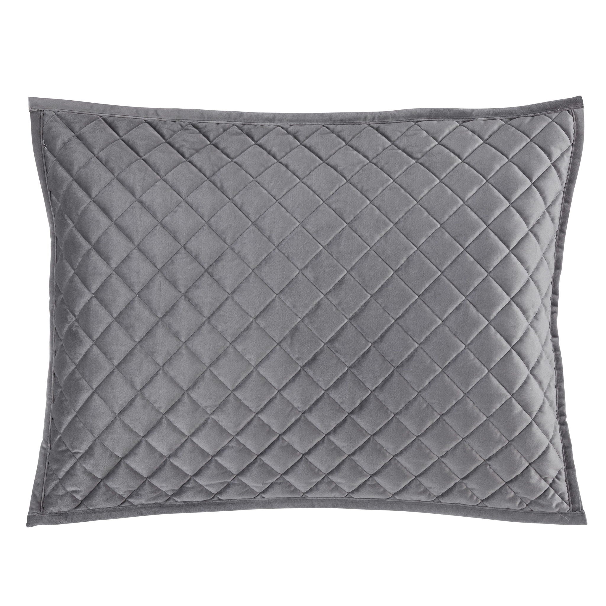 Velvet Diamond - Quilted Pillow Sham Set (Set of 2) - Gray