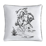 Ranch Life - Indoor/Outdoor Pillow Bronc Rider - White / Black