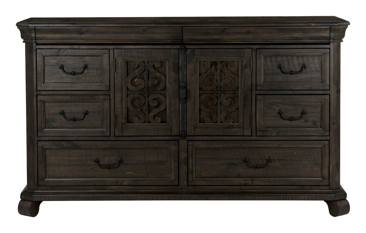Bellamy - Drawer Dresser With Shaped Mirror - Peppercorn