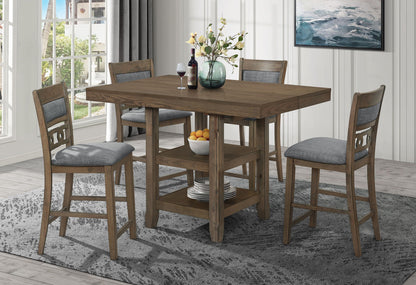D2945 - 5 Piece Dining Room Set (Extension Bar Table With 4 Bar Stool) - Gray / Dark Brown
