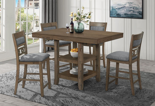 D2945 - 5 Piece Dining Room Set (Extension Bar Table With 4 Bar Stool) - Gray / Dark Brown
