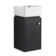 Compact Bathroom Vanity With Sink, Soft Close Door - Black Chestnut