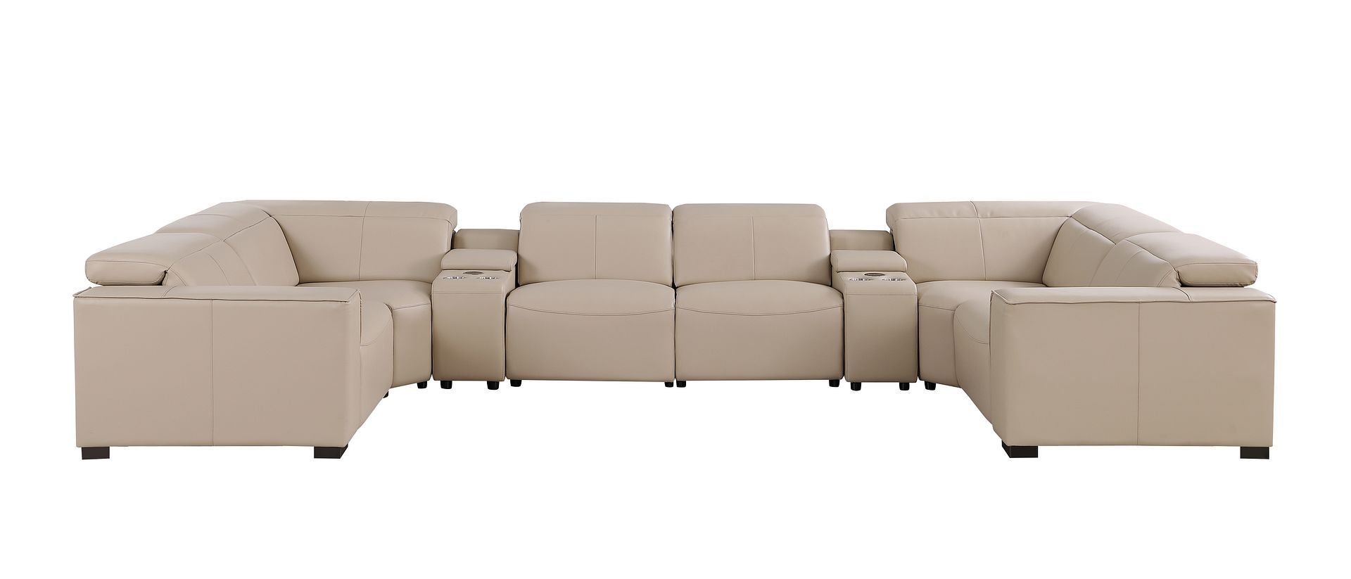 1208 - 8 Piece Modular Leather Sectional With 2 Power Recliners & Power Headrests