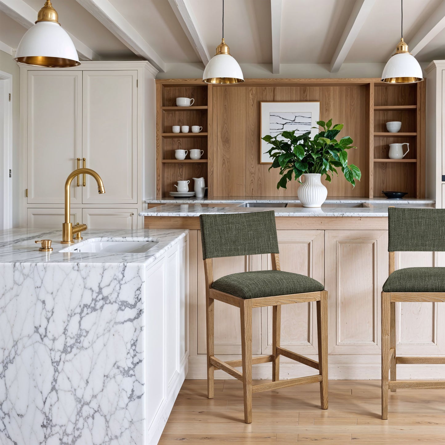 Avon - Linen Textured Performance Fabric Upholstered Counter Stool