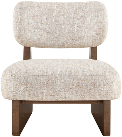 Vetra - Linen Textured Fabric Upholstered Accent Chair With Brown Base