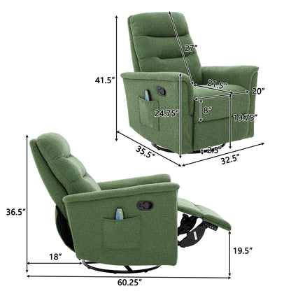 Manual Recliner Chair With 8 Point Massage And Swivel Function