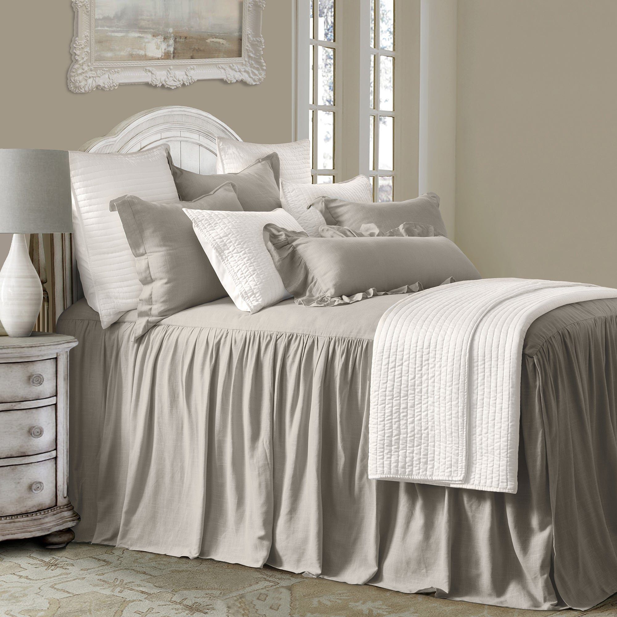 Luna - Full Washed Linen Bedspread Set (Set of 3) - Taupe