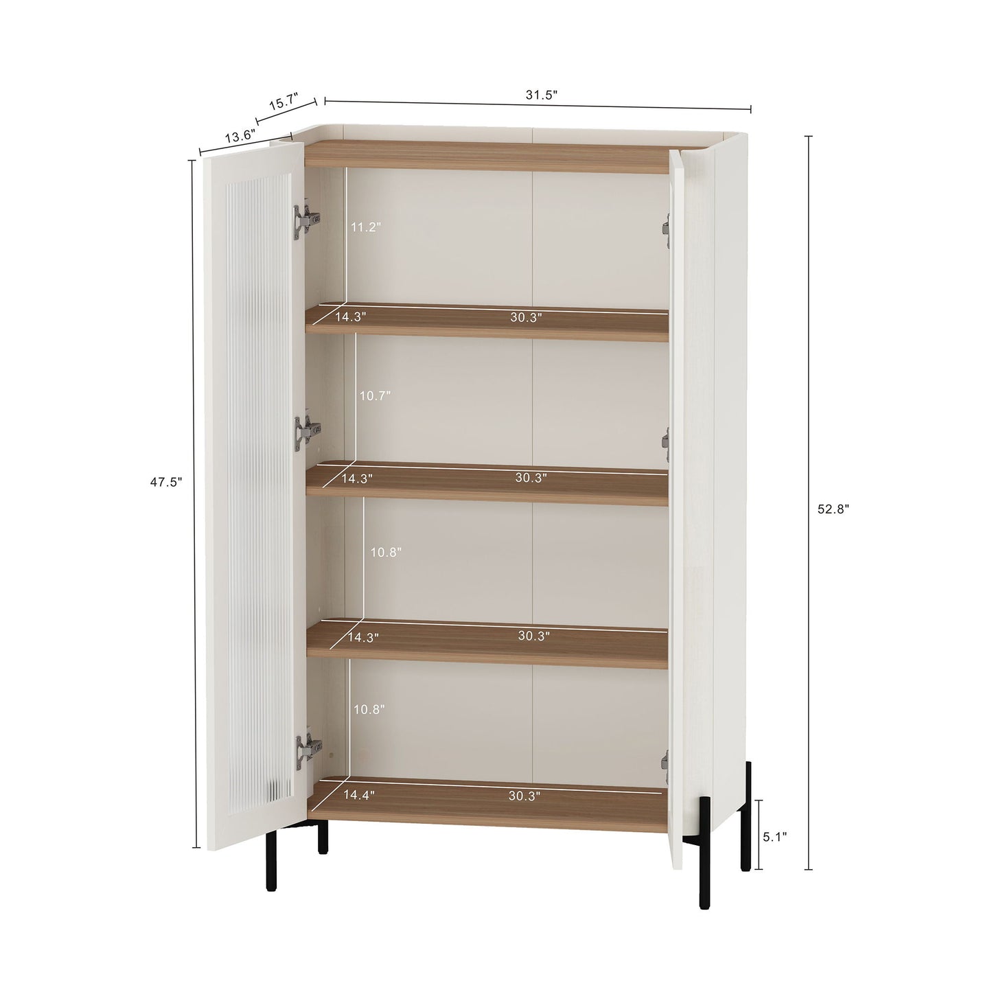 Abbey - Bookcase Cabinet With 4 Adjustable Shelves