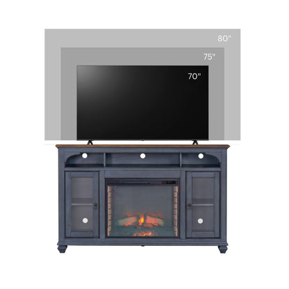 Fireplace TV Stand For TVs Up To 80" - Blue
