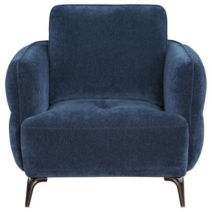 Lively - Chenille Upholstered Modern Track Arm Chair - Blue