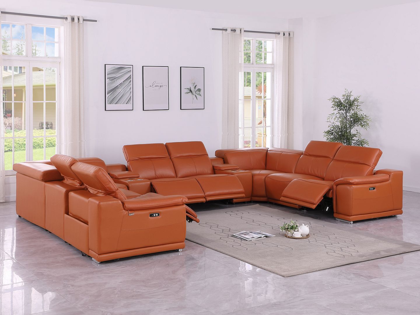 9762 - 10-Piece U-Shaped Sectional Sofa With 4 Power Recliners