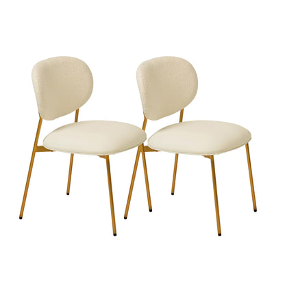 McKenzie - Boucle & Vegan Leather Stackable Dining Chair (Set of 2) - Cream