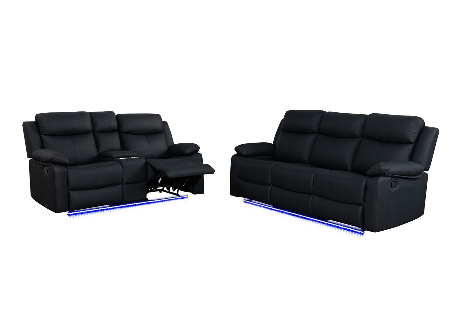 U6026 - 3 Piece Living Room Set (Reclining Sofa, Console Reclining Loveseat, Glider Recliner) - Black