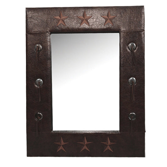 Rustic Star - Star Faux Leather Mirror - Brown