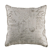 Fairfield - Printed Script Linen Euro Sham - Cream