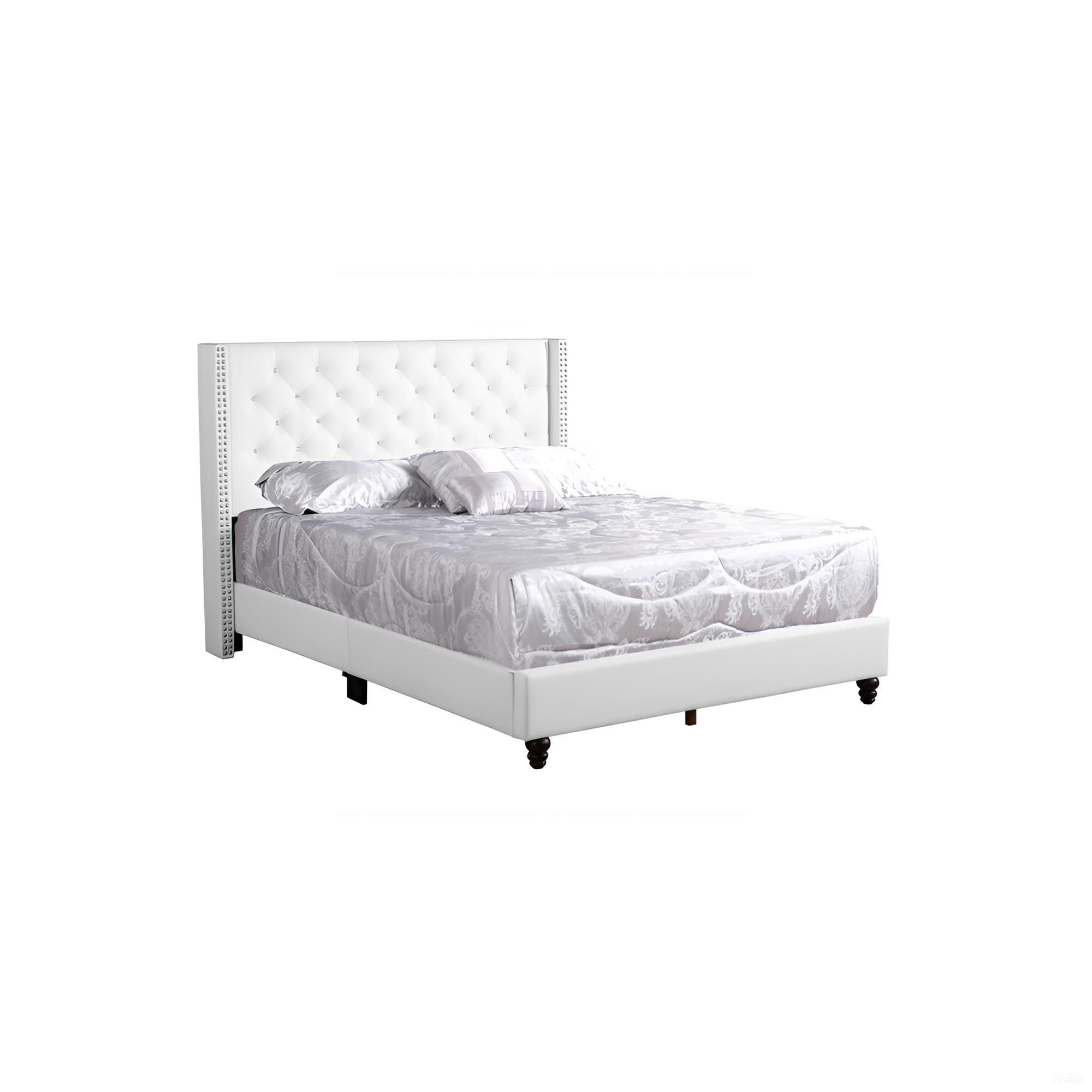 Upholstered Nailhead Trim Chic Bed